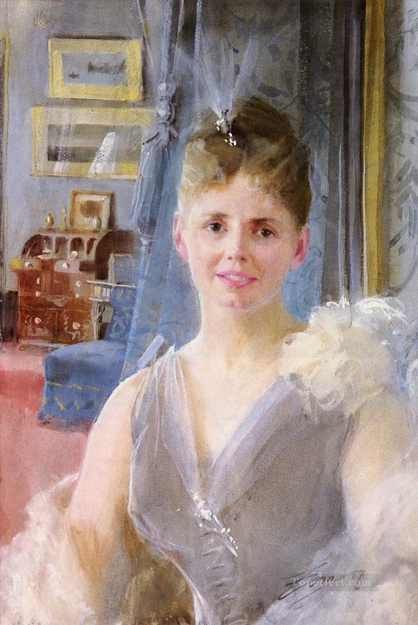 Portrait Of Edith Palgrave Edward In Her London Residence Anders Zorn Oil Paintings